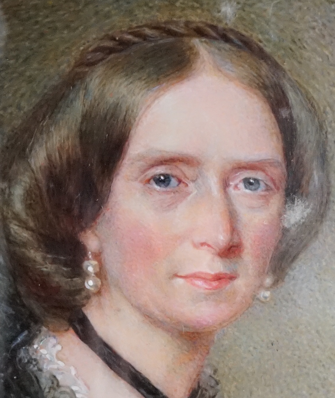 English School circa 1890 , Portrait miniatures of Lady Catherine Maria Arbuthnott and her daughter Josette Eliza Jane (Arbuthnot) Wollaston, watercolour on ivory, 8.5 x 7cm. CITES Submission reference K8681T3D
